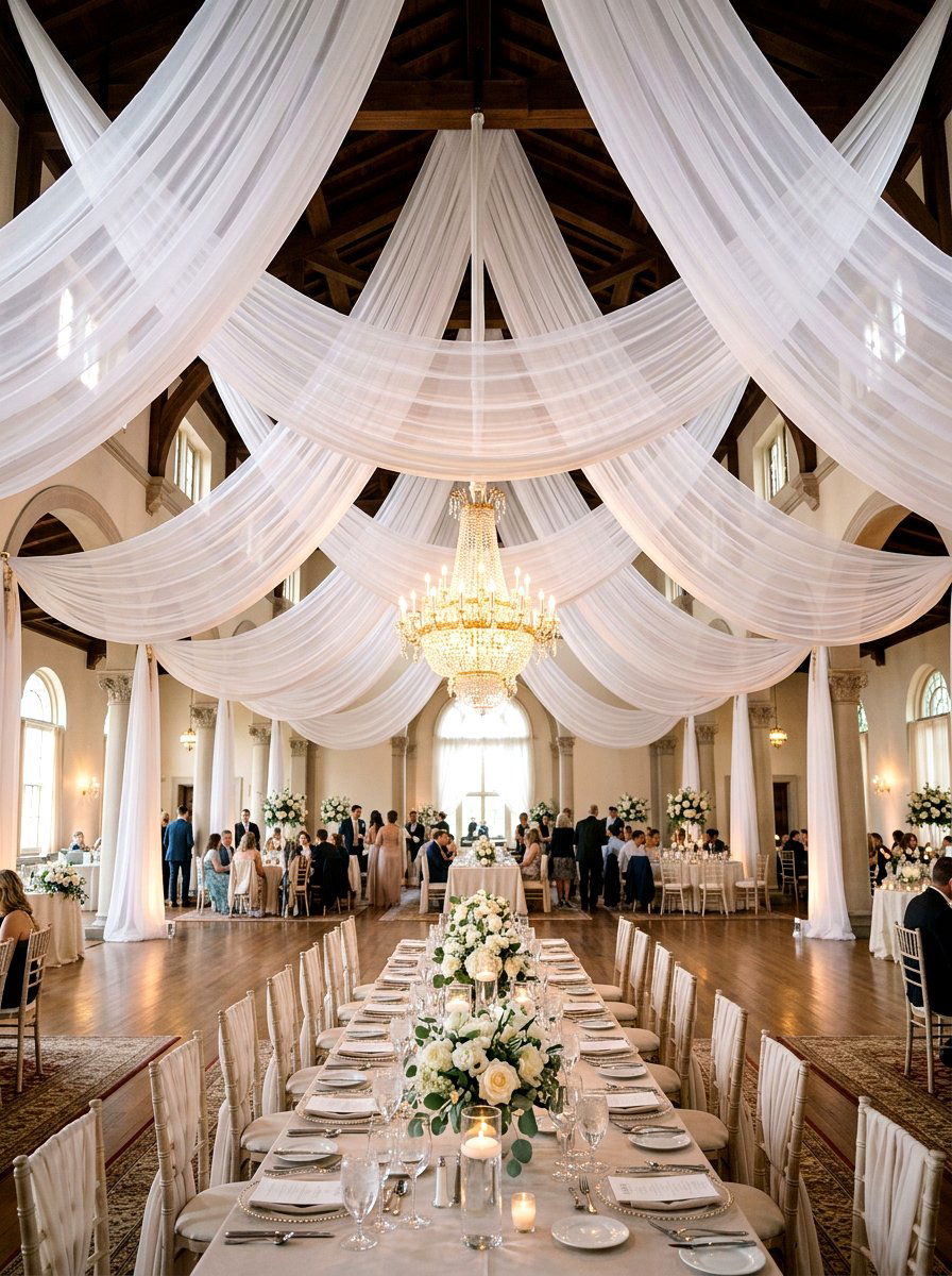 Sheer Fabric Ceiling Drapery - 25 Spring Champagne Brunch Ideas