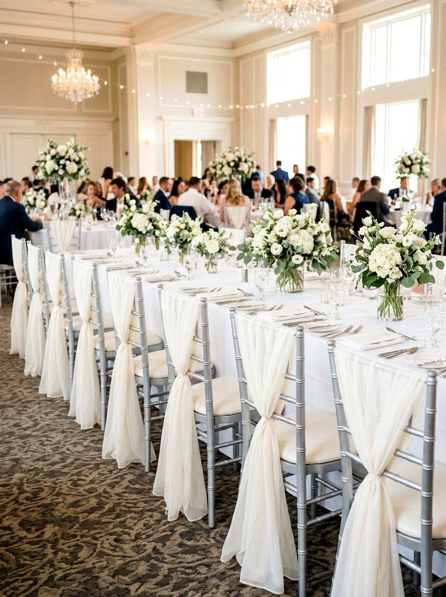 Sheer Fabric Sash - 25 Spring Wedding Chair Decor Ideas