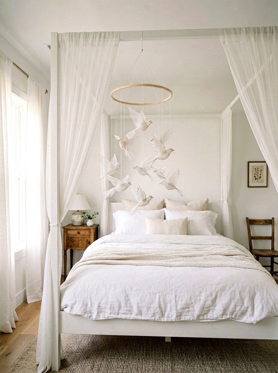 Sheer Tulle Bird Mobile - 25 Spring Bird Mobile Ideas