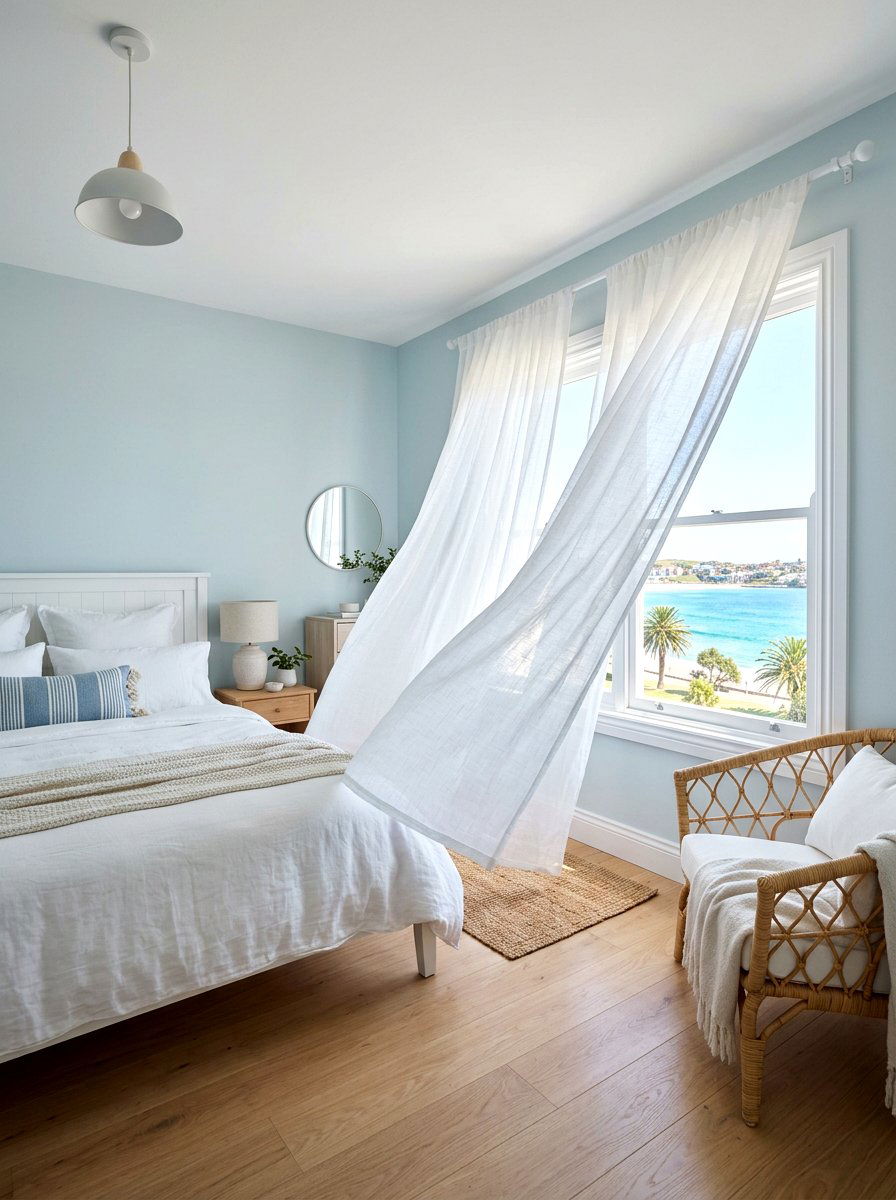 Sheer White Curtains - 25 Spring Bedroom Refresh Ideas