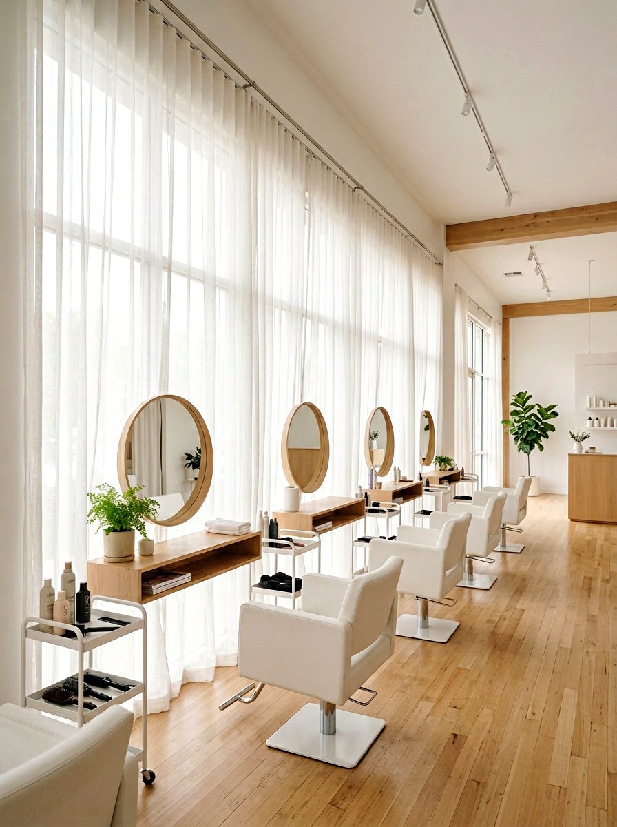 Sheer White Curtains - 25 Spring Salon Decor Ideas