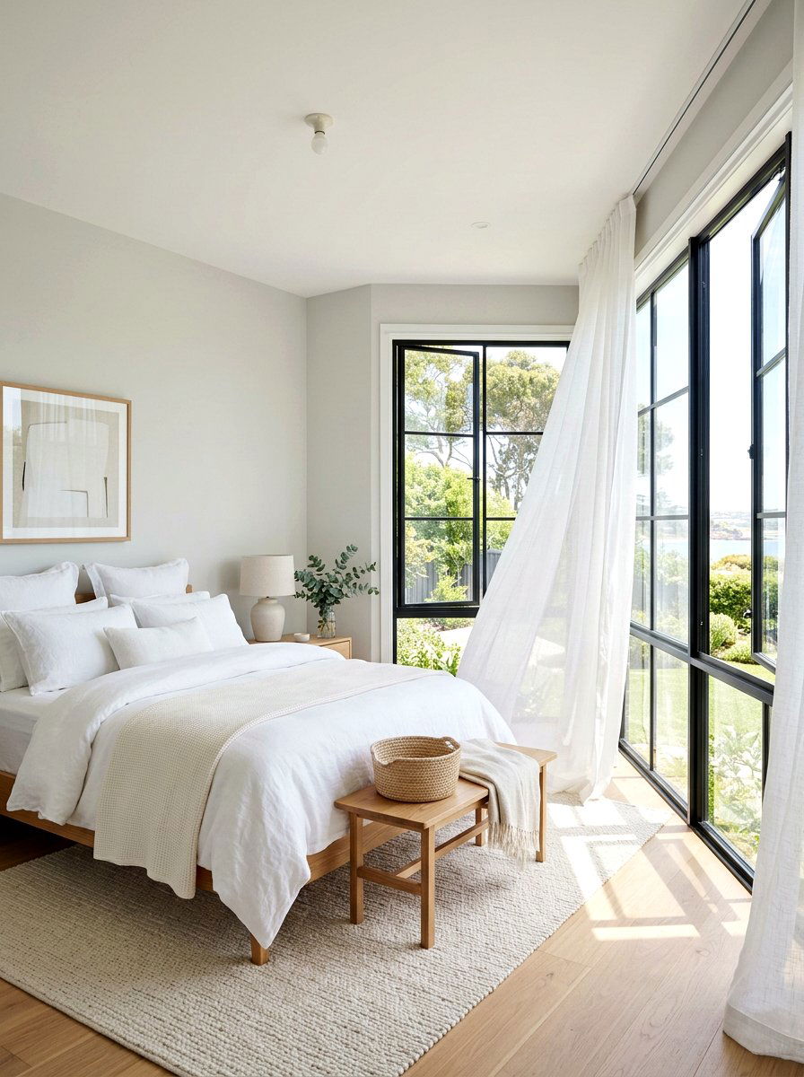 Sheer White Curtains - 25 Spring Bedroom Decor Ideas