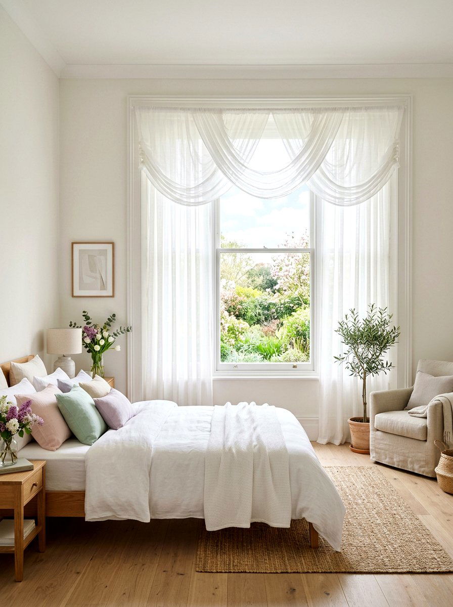 Sheer White Valance - 25 Spring Valance Ideas
