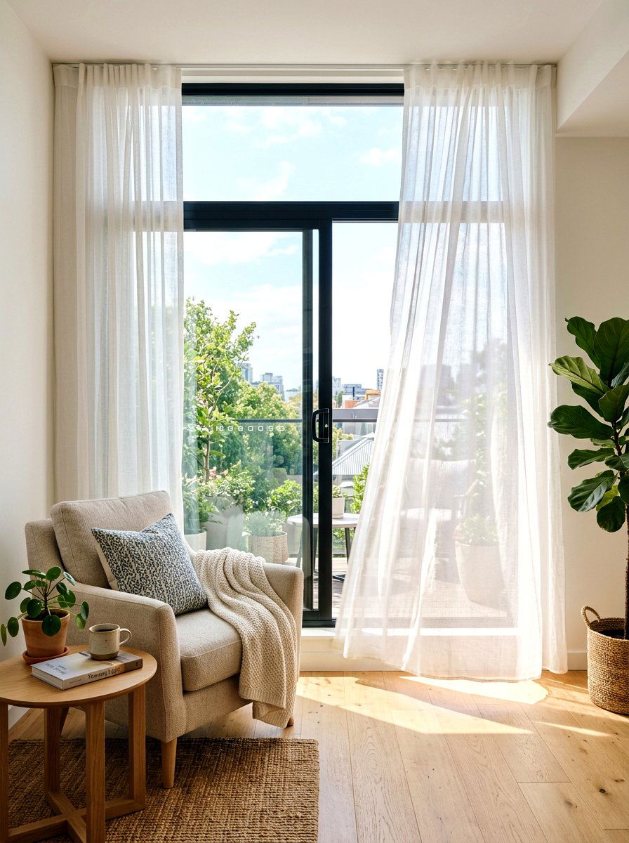 Sheer White Window Curtains - 25 Spring Open House Decor Ideas