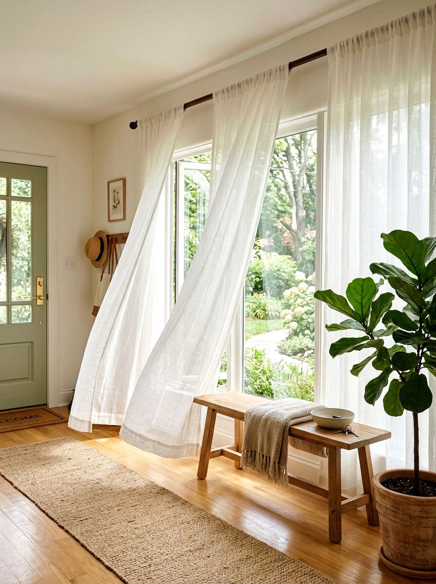 Sheer Window Curtain - 25 Spring Room Makeover Ideas