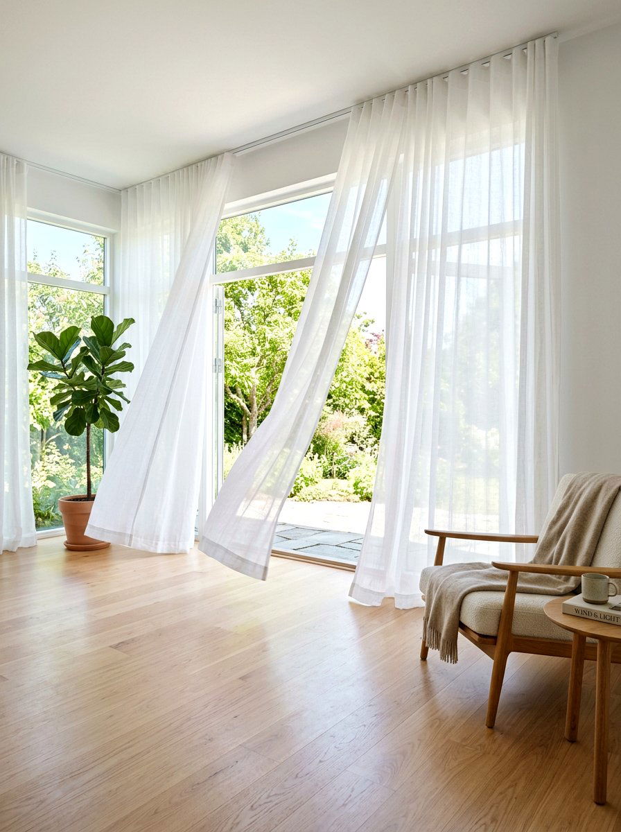 Sheer Window Curtain - 25 Spring Minimalist Decor Ideas