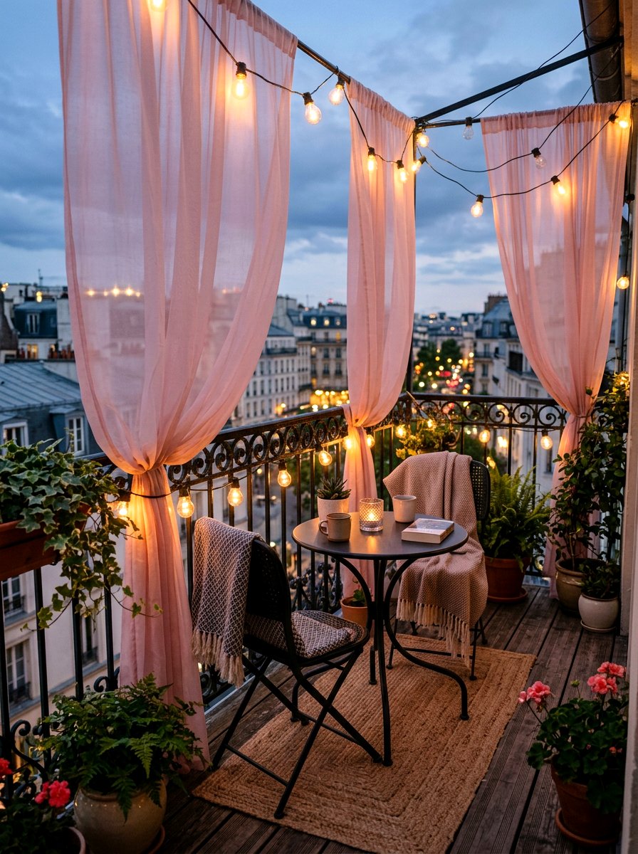 Sheer colorful balcony drapes - 25 Spring Outdoor Curtain Ideas