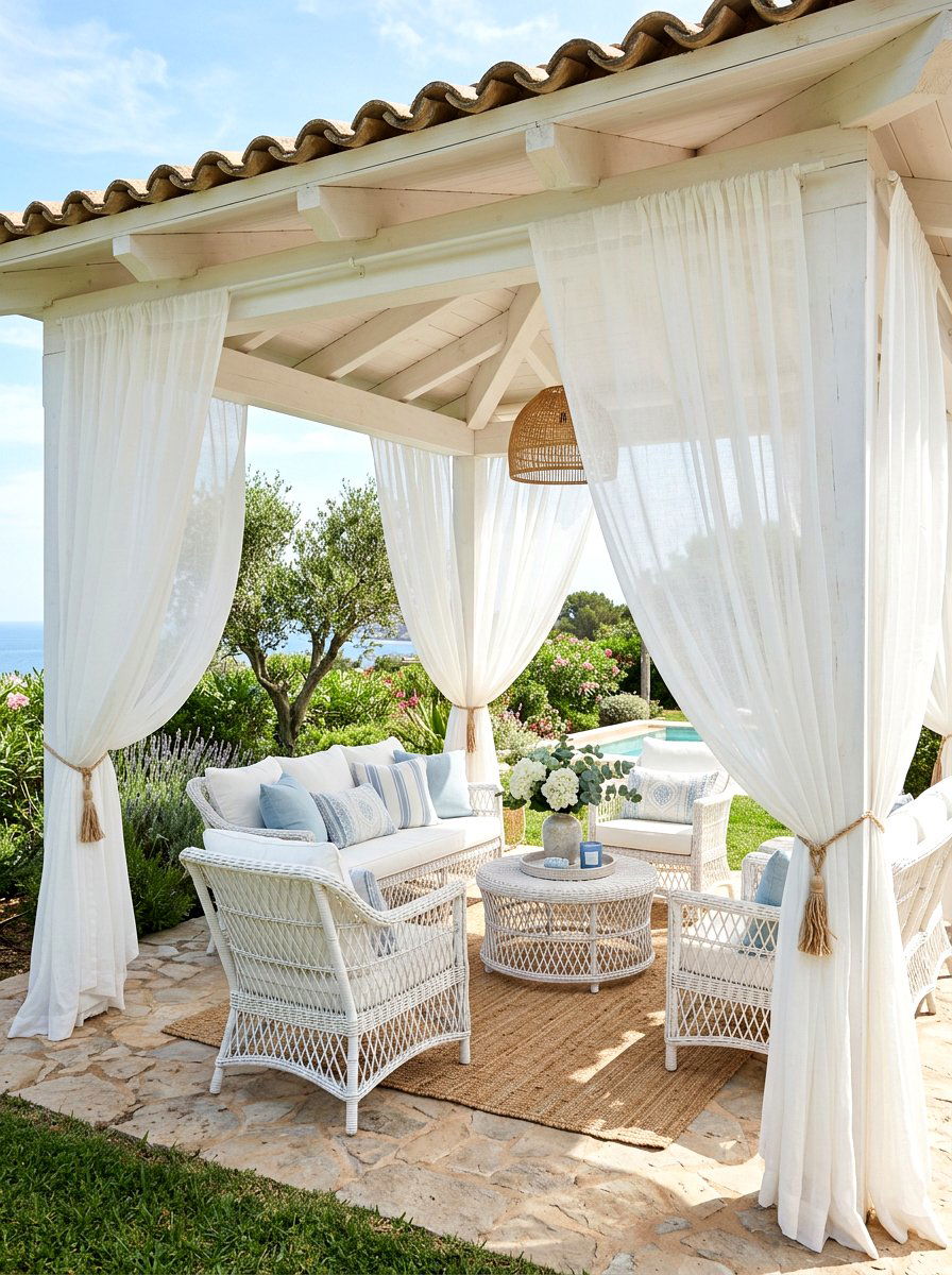 Sheer outdoor curtains - 25 Spring Gazebo Decor Ideas