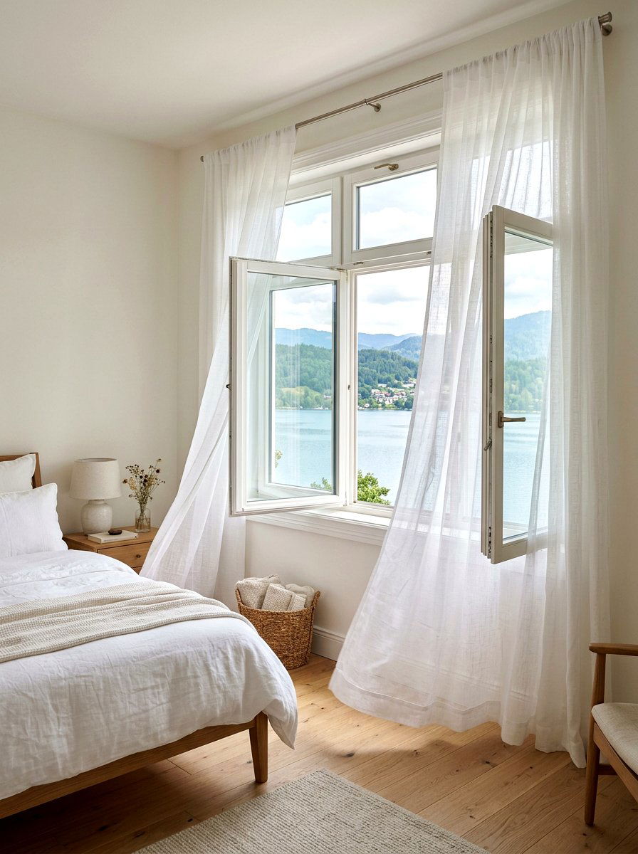 Sheer white curtains - 25 Spring Lake House Decor Ideas