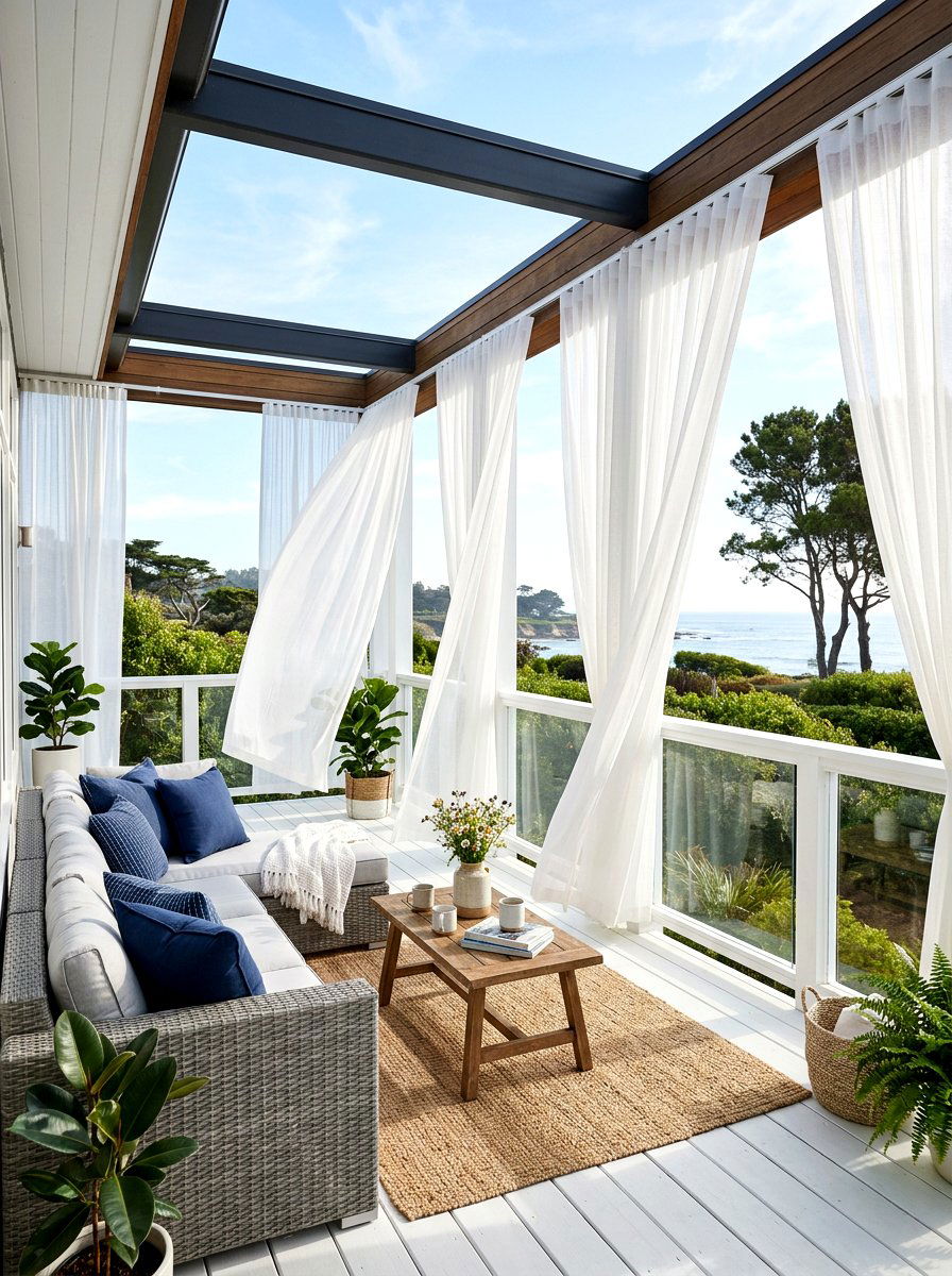 Sheer white patio curtains - 25 Spring Outdoor Curtain Ideas