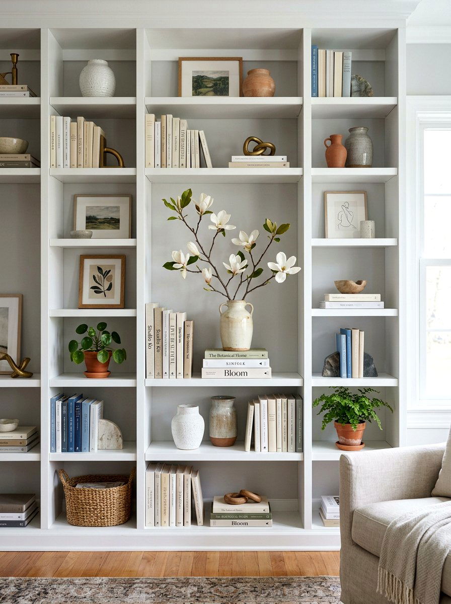 Shelf styling magnolia branch - 25 Spring Magnolia Branch Ideas