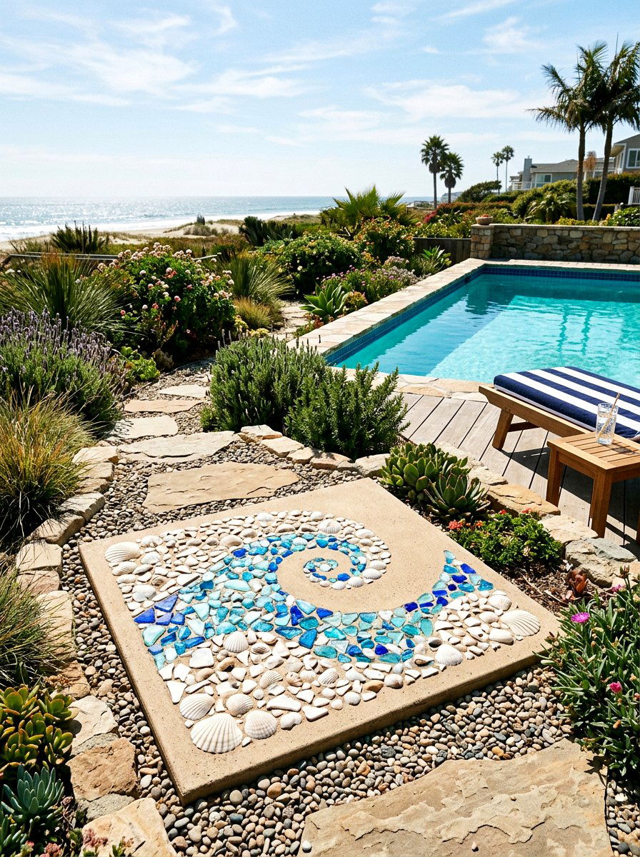 Shell Inlay Garden Paver - 25 Spring Stepping Stone Decor Ideas