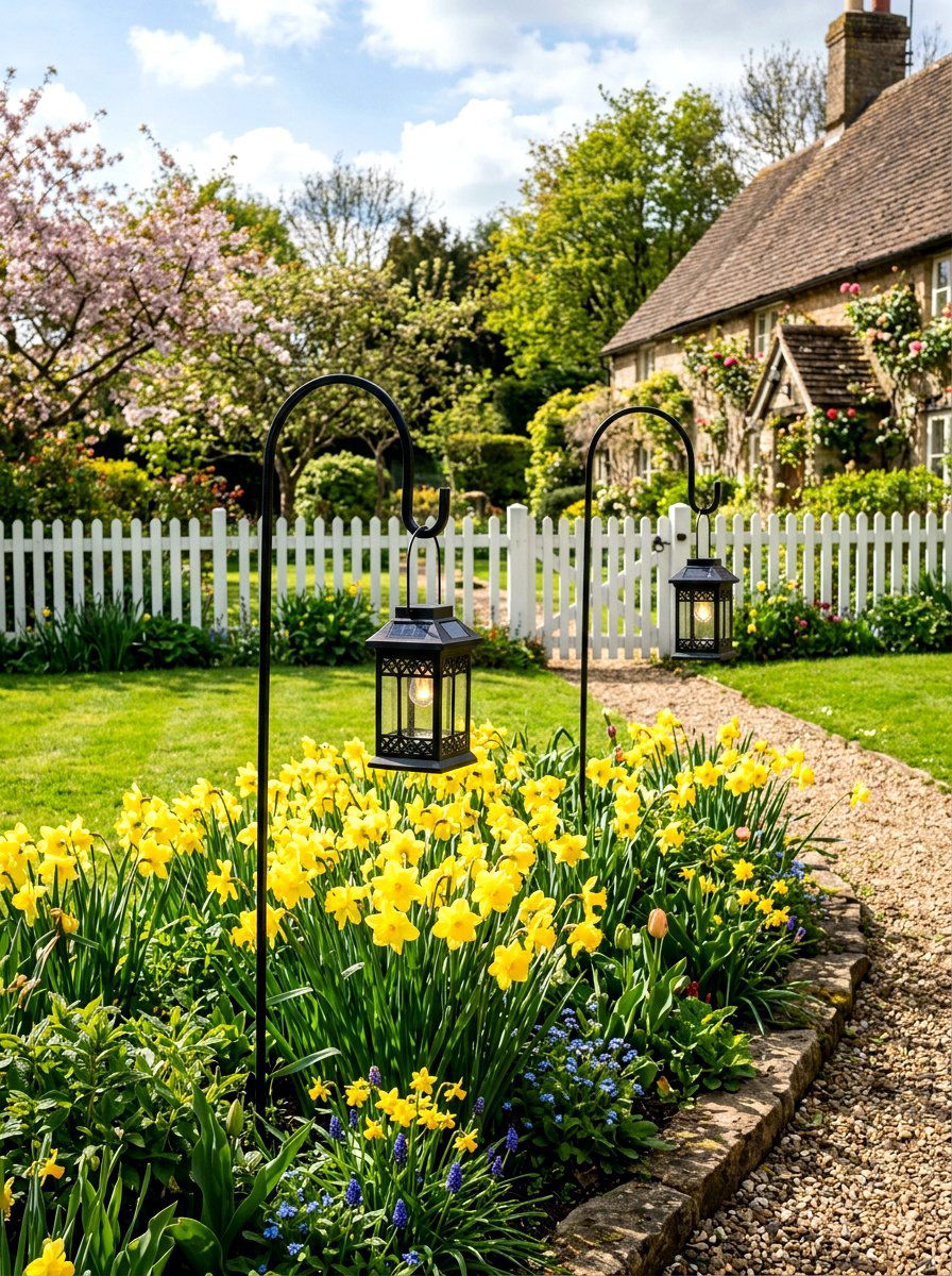 Shepherd Hook Lantern - 25 Spring Garden Lantern Ideas