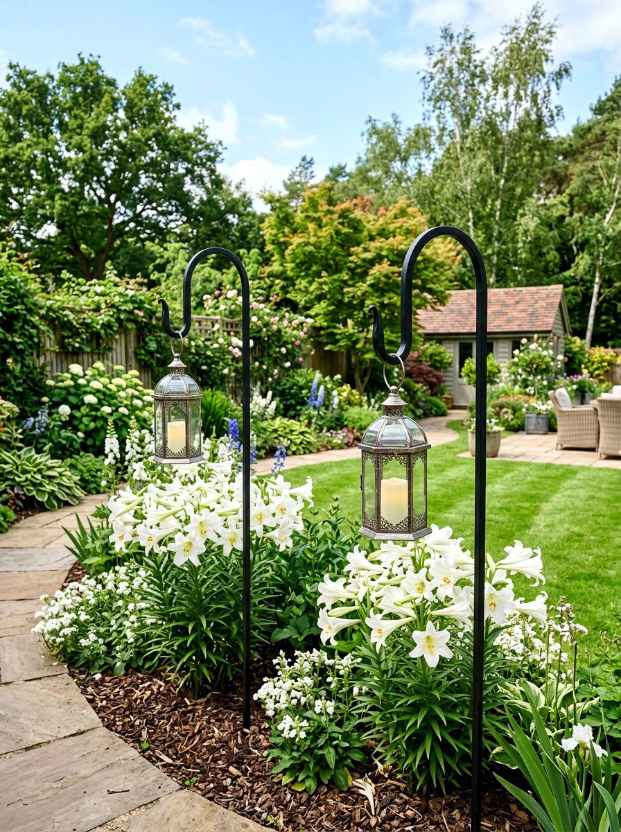 Shepherds Hook Lanterns - 25 Spring Outdoor Decor Ideas
