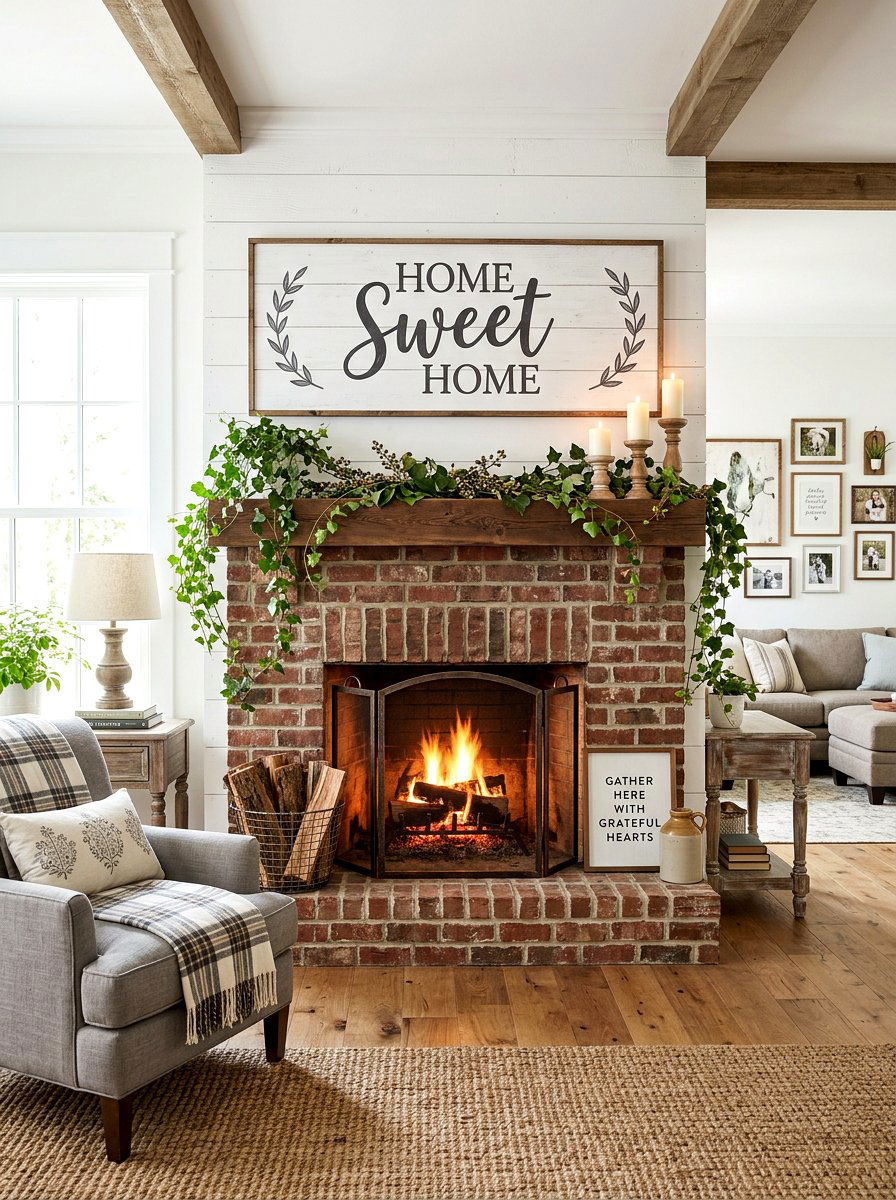Shiplap Style Mantle Sign - 25 Spring Farmhouse Sign Ideas