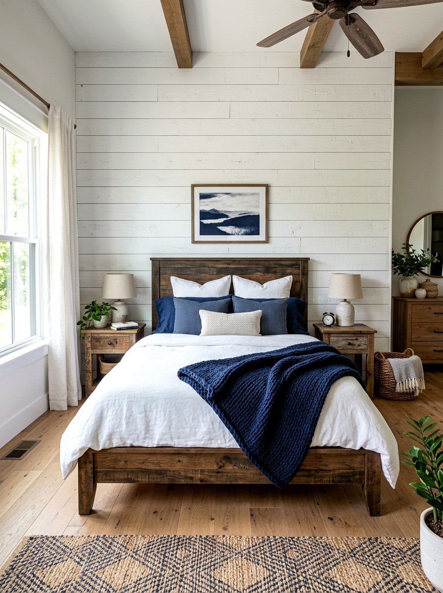 Shiplap Wall Backdrop - 25 Spring Headboard Decor Ideas