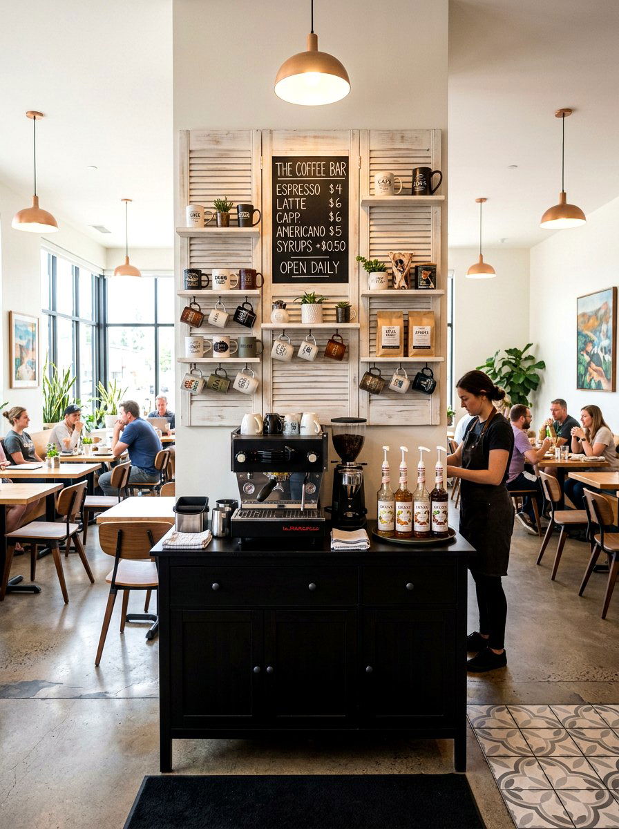 Shutter Coffee Bar - 25 Spring Shutter Decor Ideas