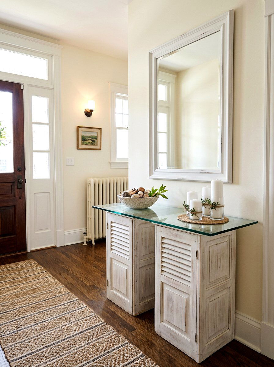 Shutter Console Table - 25 Spring Shutter Decor Ideas