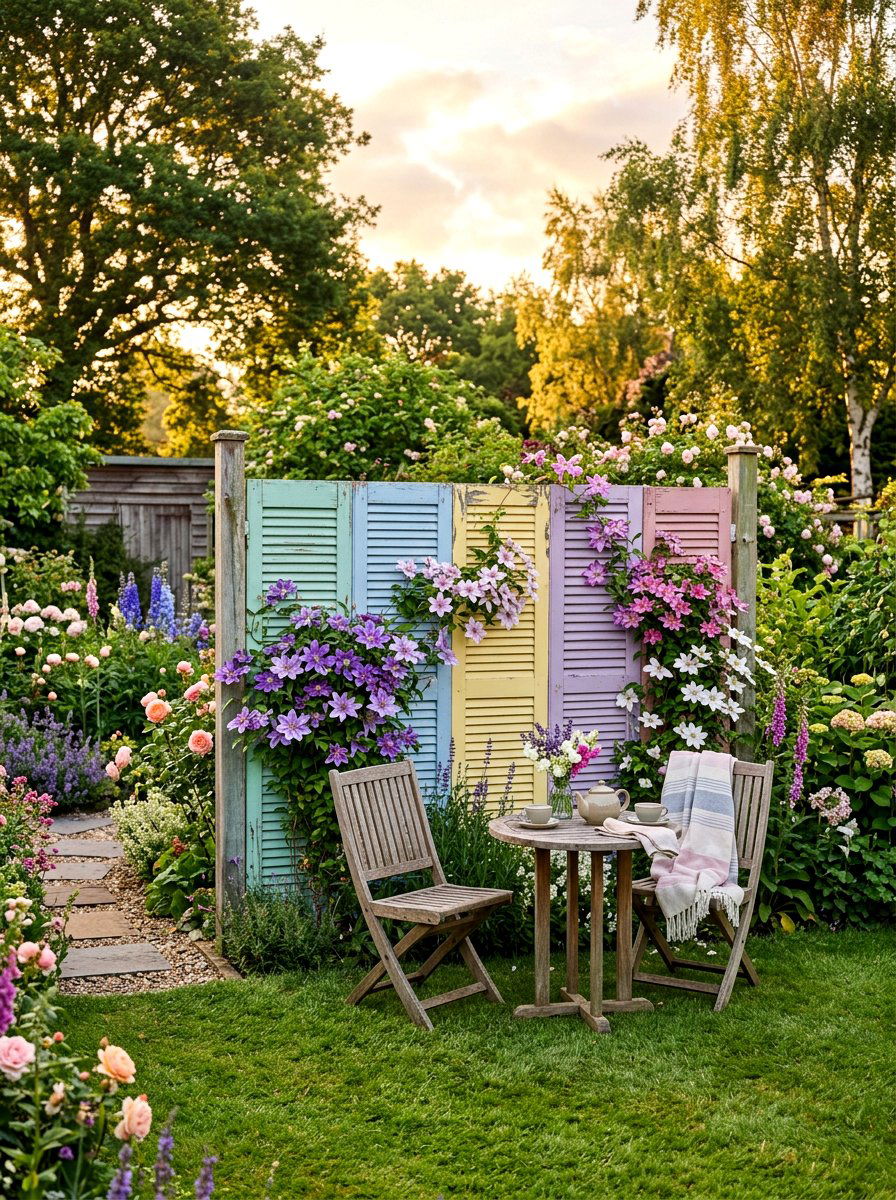 Shutter Garden Fence - 25 Spring Shutter Decor Ideas