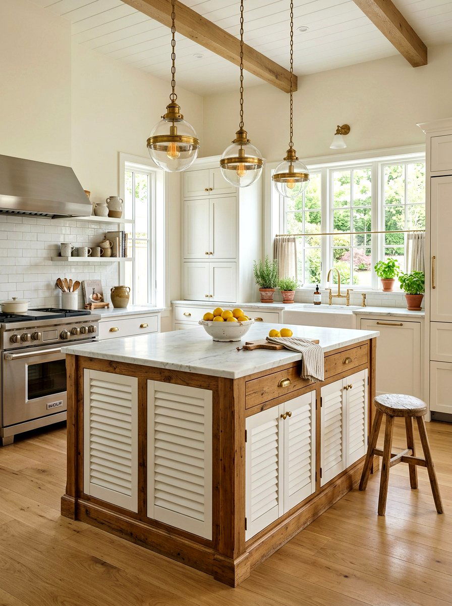 Shutter Kitchen Island - 25 Spring Shutter Decor Ideas
