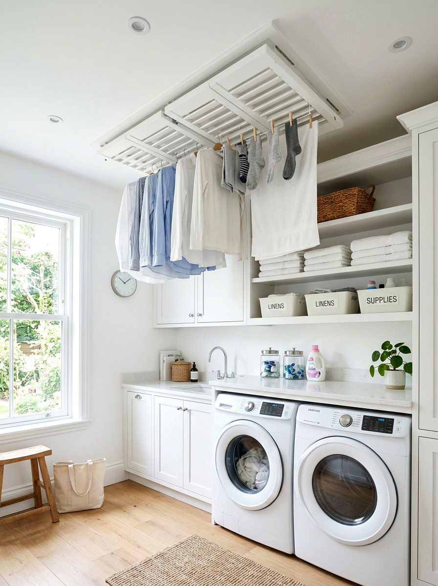 Shutter Laundry Rack - 25 Spring Shutter Decor Ideas