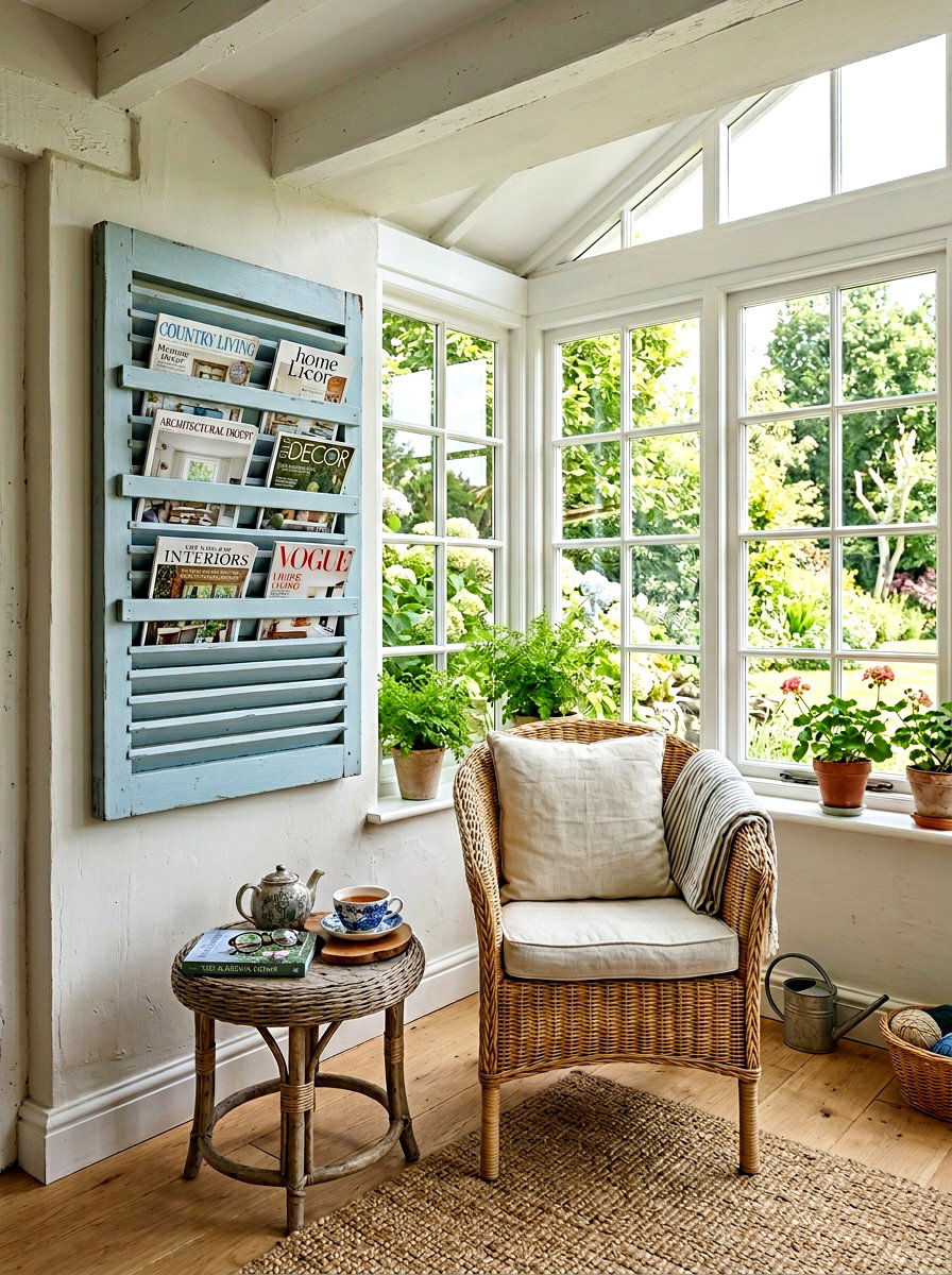 Shutter Magazine Rack - 25 Spring Shutter Decor Ideas