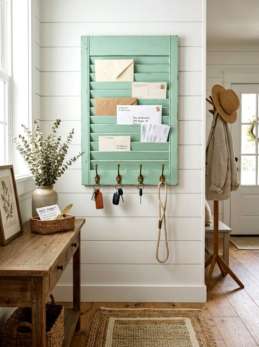 Shutter Mail Organizer - 25 Spring Upcycled Decor Ideas