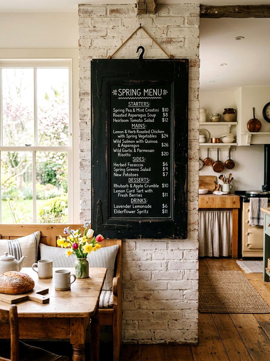 Shutter Menu Board - 25 Spring Shutter Decor Ideas