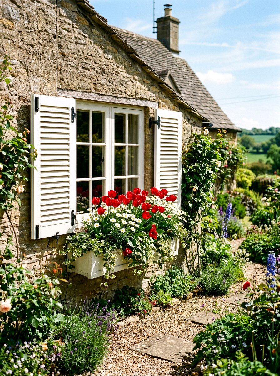Shutter Window Box - 25 Spring Shutter Decor Ideas