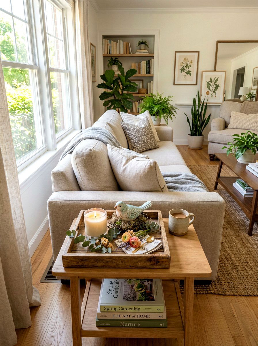 Side Table Spring Tray - 25 Spring Wooden Tray Decor Ideas