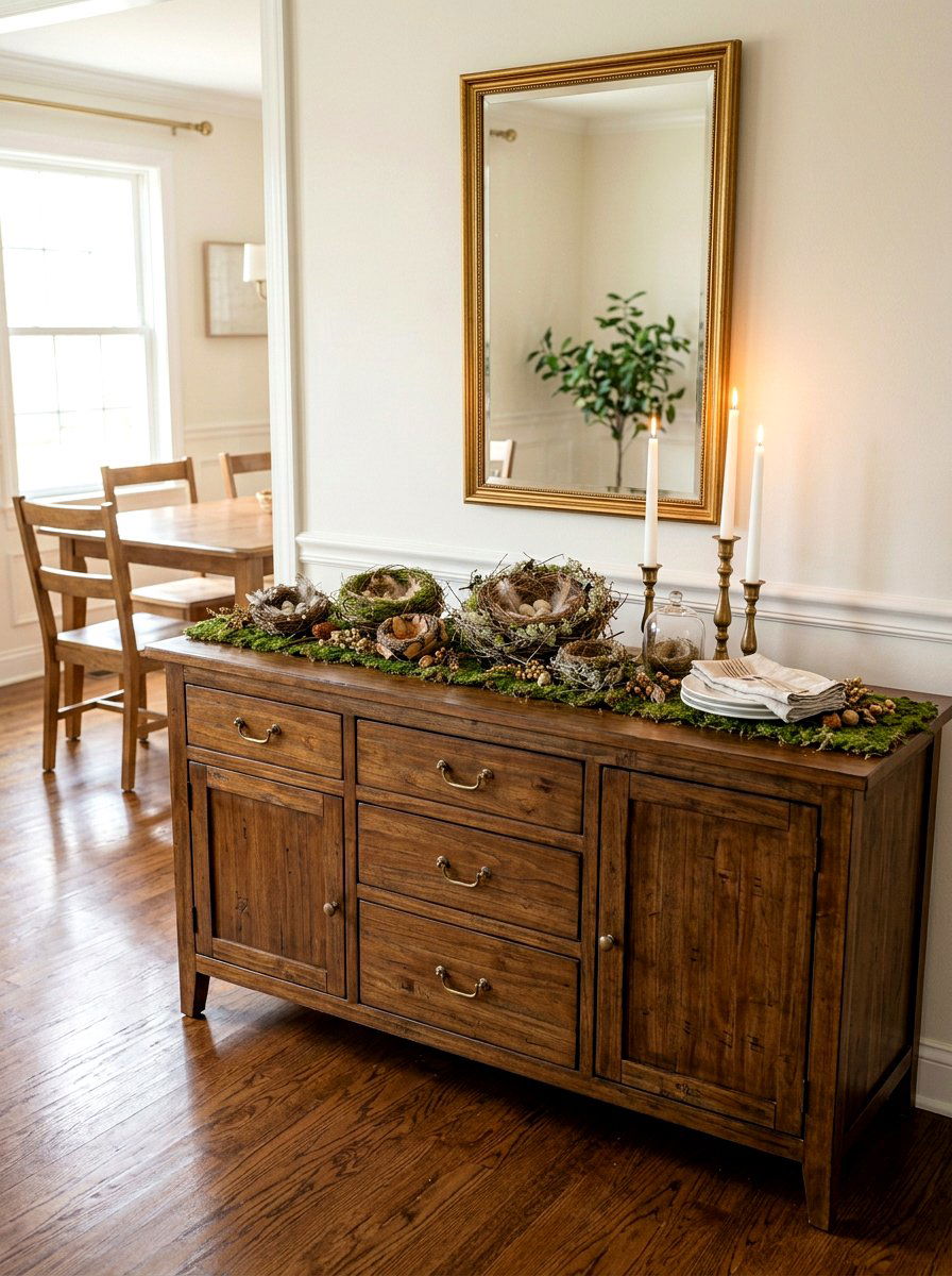 Sideboard Buffet Arrangement - 25 Spring Bird Nest Decor Ideas