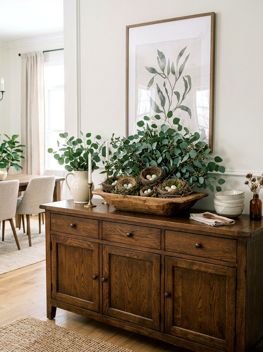 Sideboard Buffet Display - 25 Spring Nest Decor Ideas