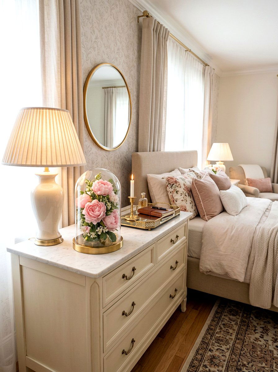 Silk Flower Cloche - 25 Spring Cloche Decor Ideas