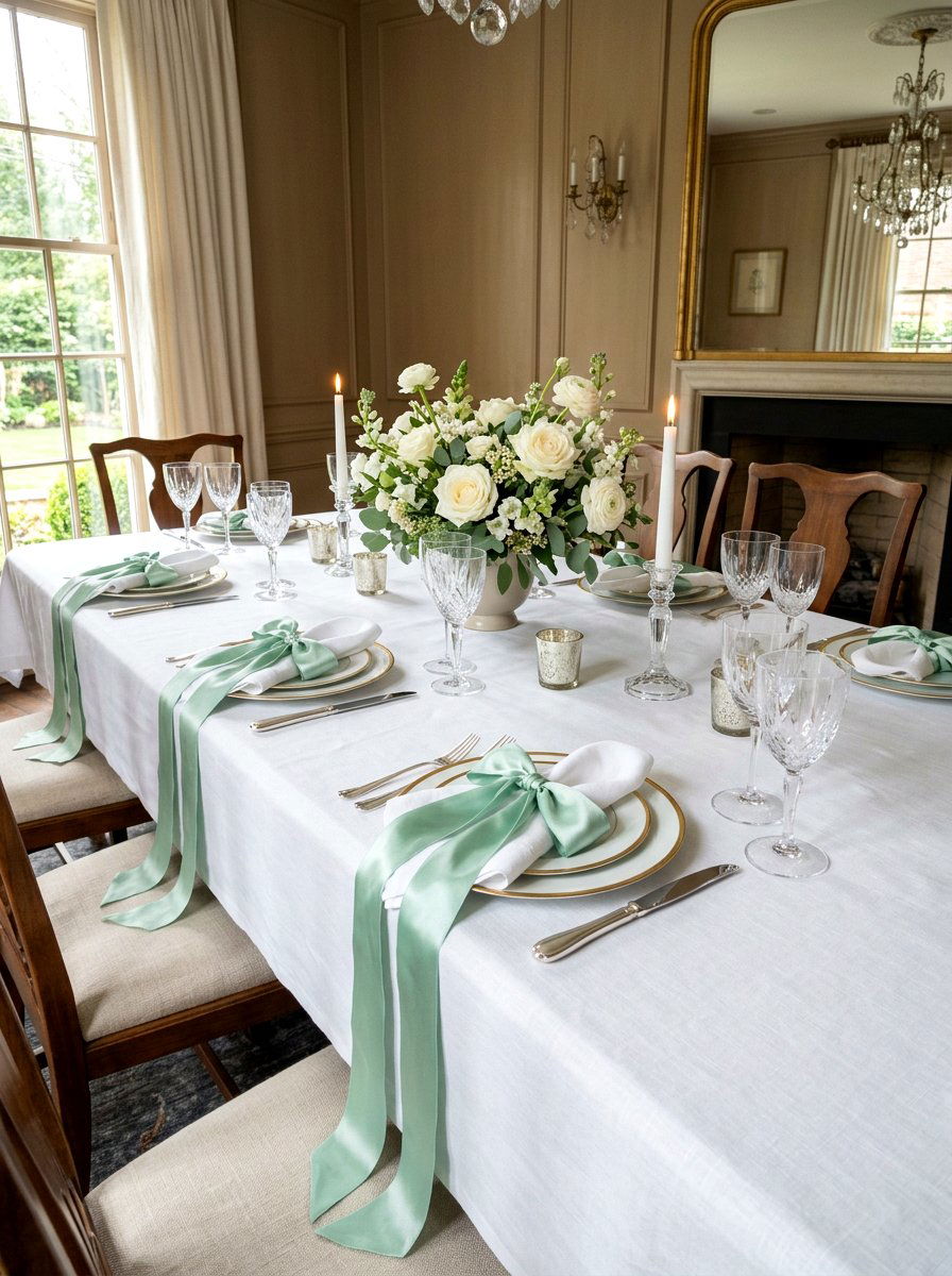Silk Ribbon Accents - 25 Spring Tablescape Ideas