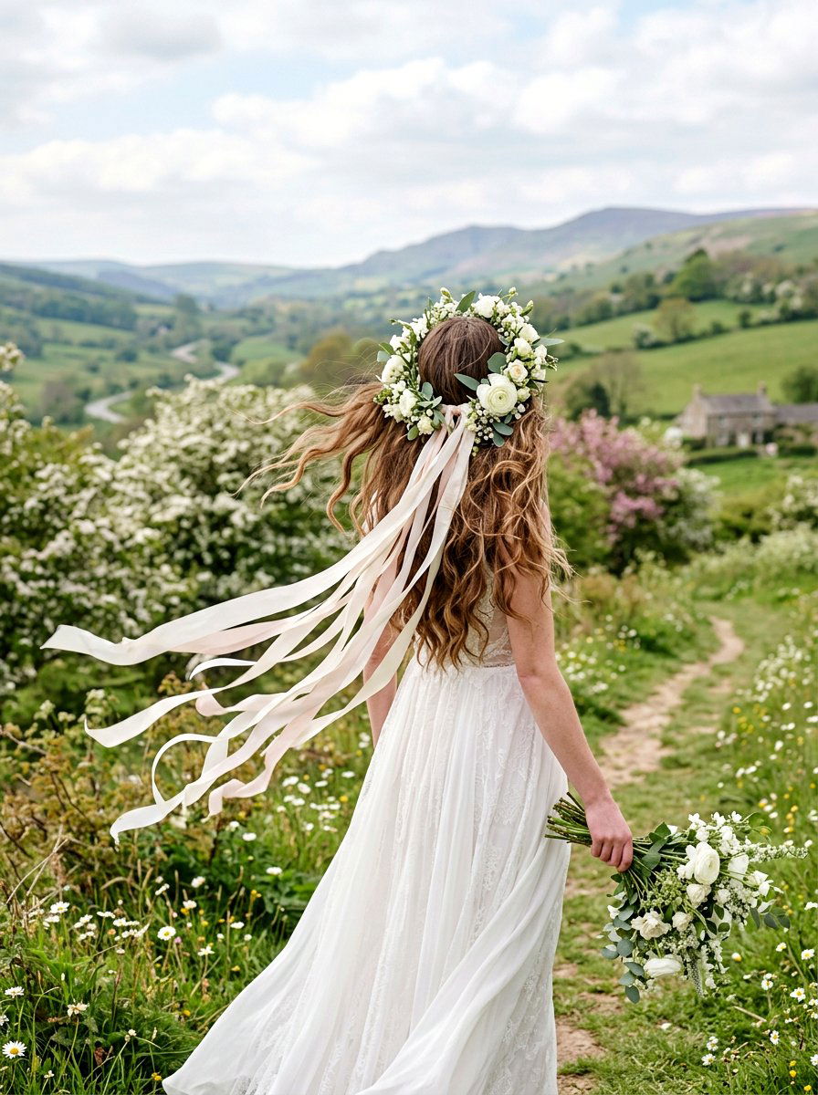 Silk Ribbon Hair Wreath - 25 Spring Hair Wreath Ideas