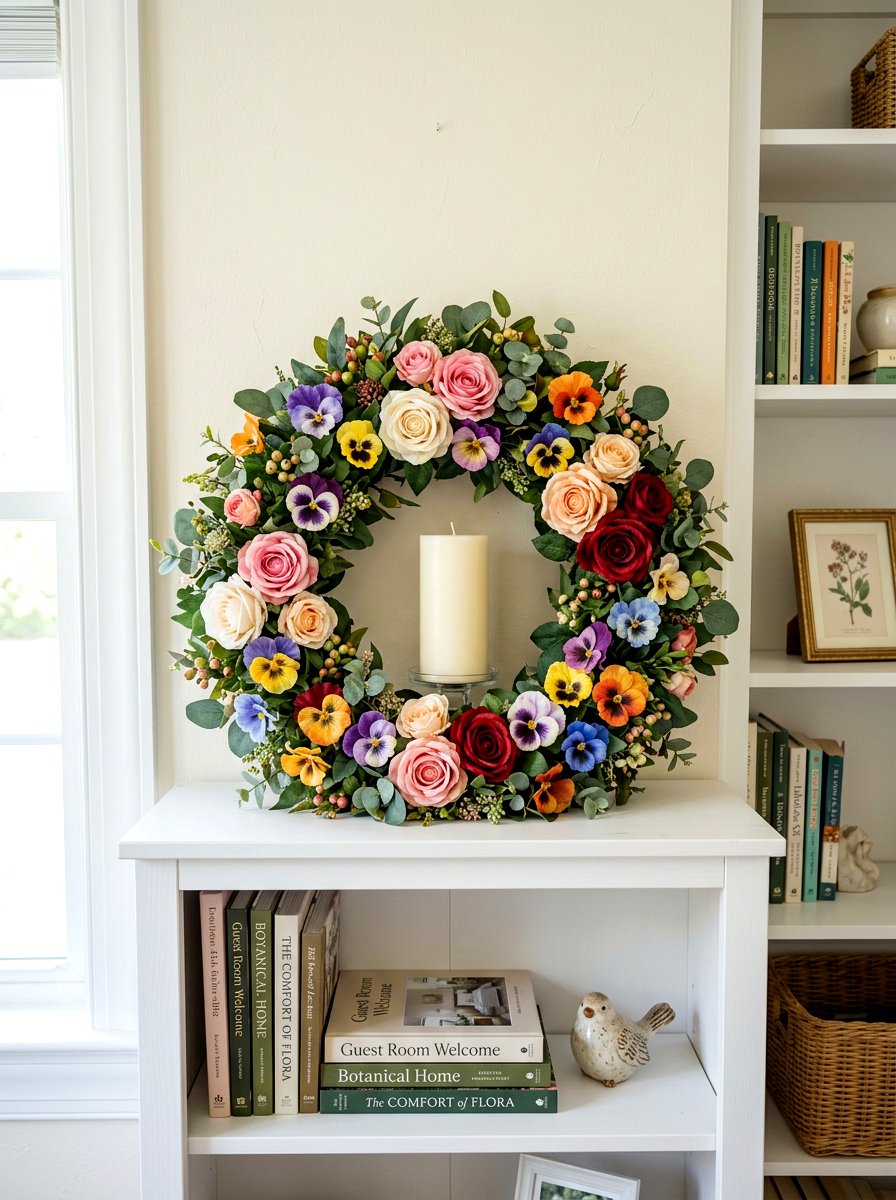 Silk flower candle wreath - 25 Spring Candle Wreath Ideas