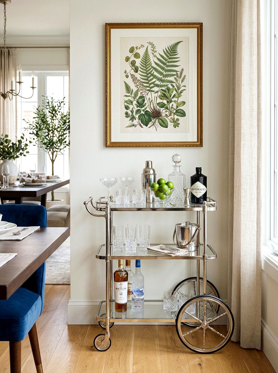 Silver Bar Cart - 25 Spring Silver Accent Decor Ideas