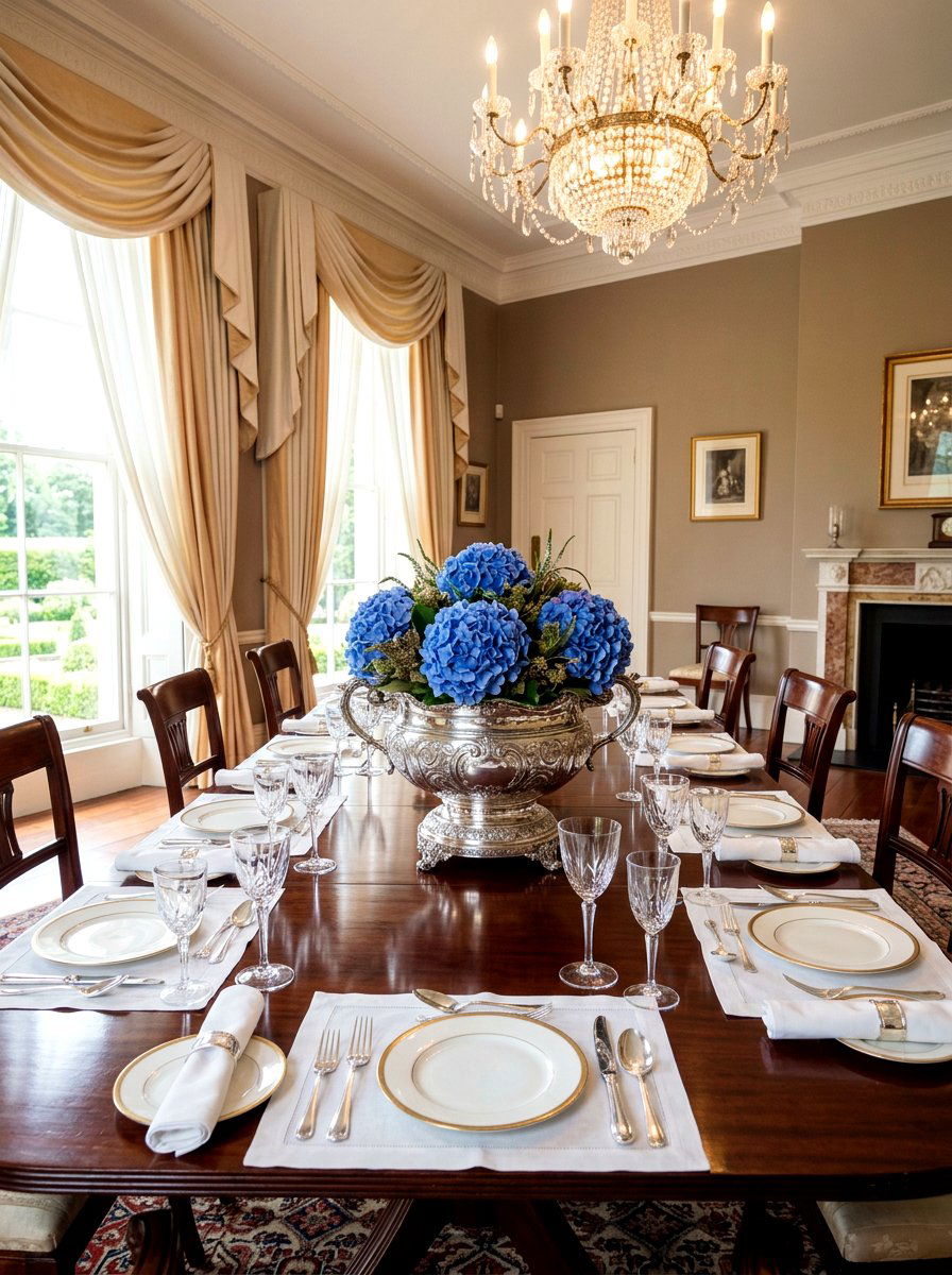 Silver Bowl Hydrangea Centerpiece - 25 Spring Hydrangea Centerpiece Ideas