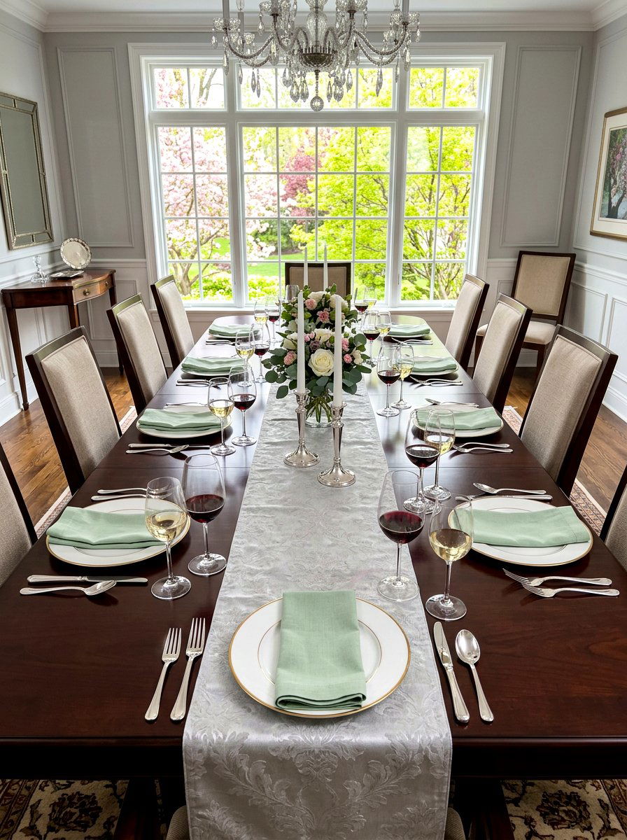 Silver Dining Table Runner - 25 Spring Silver Accent Decor Ideas