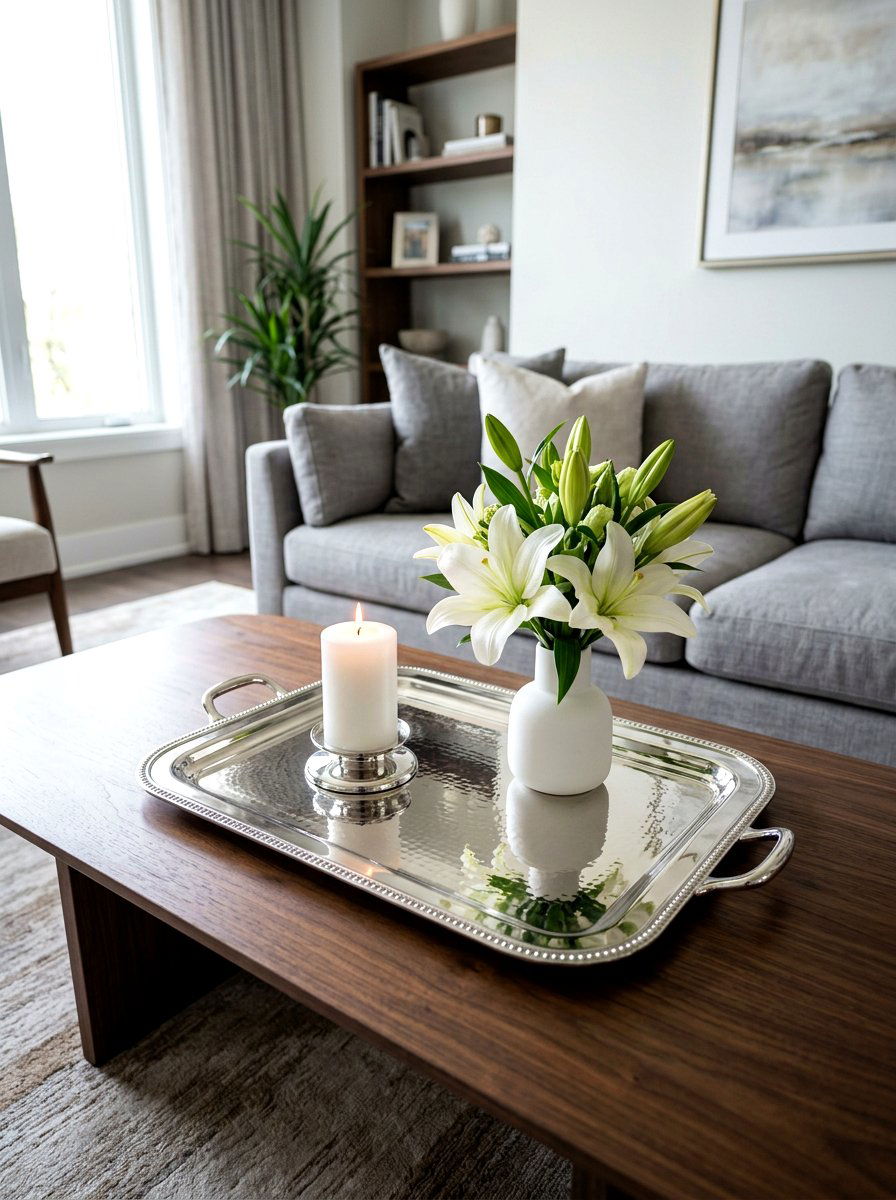 Silver Serving Tray - 25 Spring Repurposed Decor Ideas