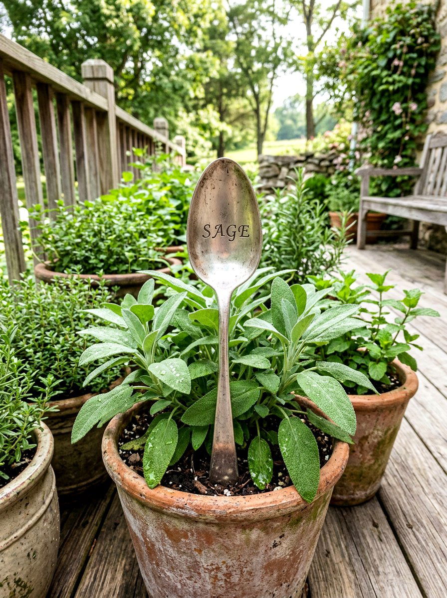 Silver Spoon Garden Marker - 25 Spring Garden Stake Ideas
