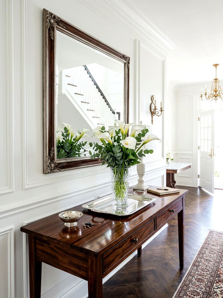 Silver Tray Crystal Vase - 25 Spring Table Vignette Ideas