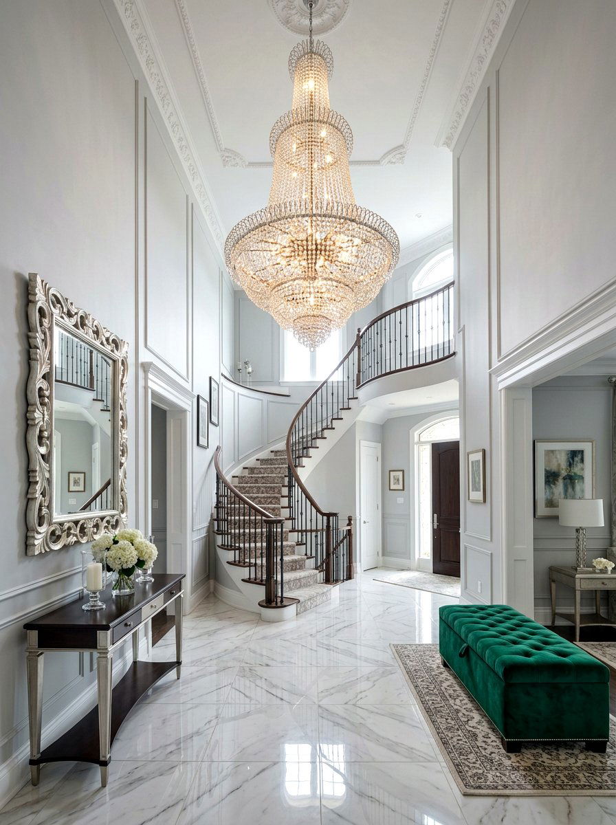 Silver Waterfall Crystal Chandelier - 25 Spring Foyer Chandelier Ideas