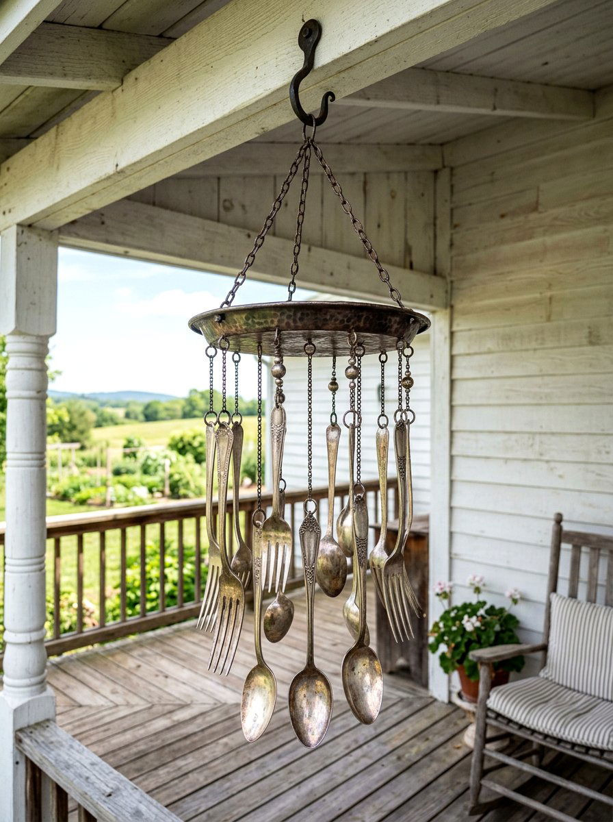 Silverware wind chime - 25 Spring DIY Wind Chime Ideas