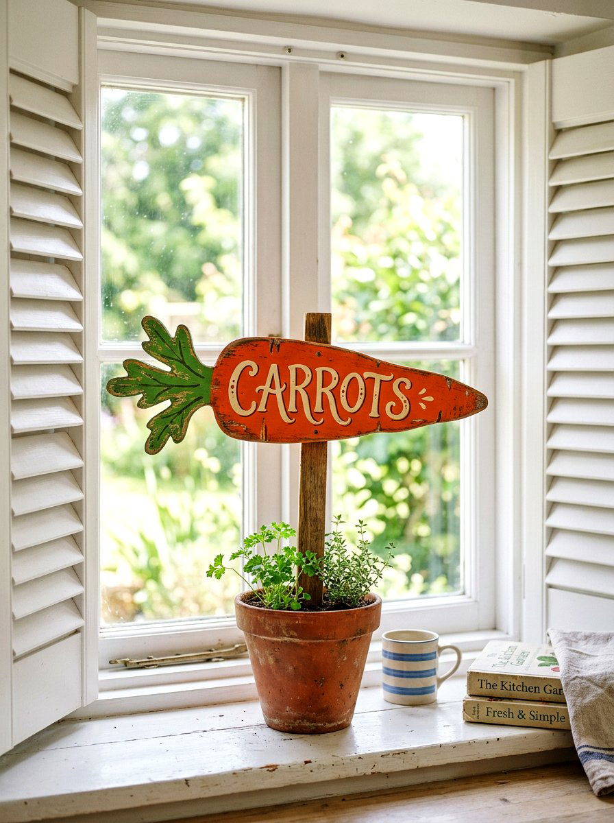 Simple Wooden Carrot Sign - 25 Spring Painted Sign Ideas
