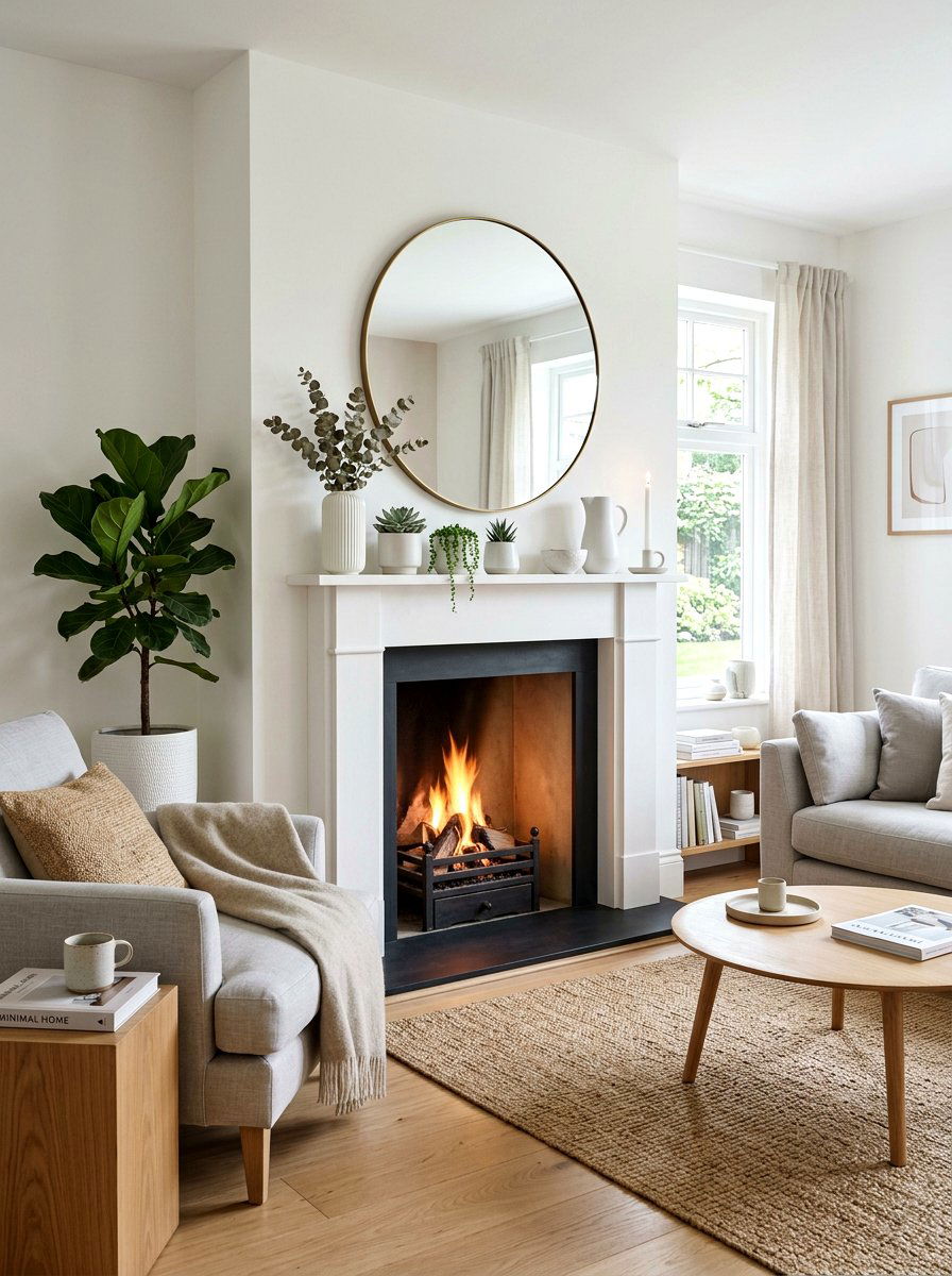Simple fireplace mantel - 25 Spring Living Room Refresh Ideas