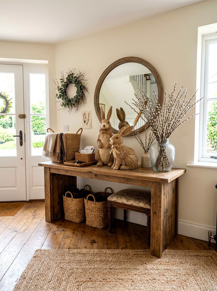 Sisal Bunny Entryway - 25 Spring Bunny Decor Ideas