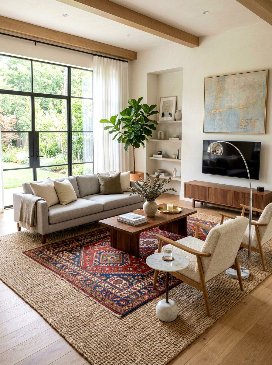 Sisal Texture Rug - 25 Spring Living Room Rug Ideas