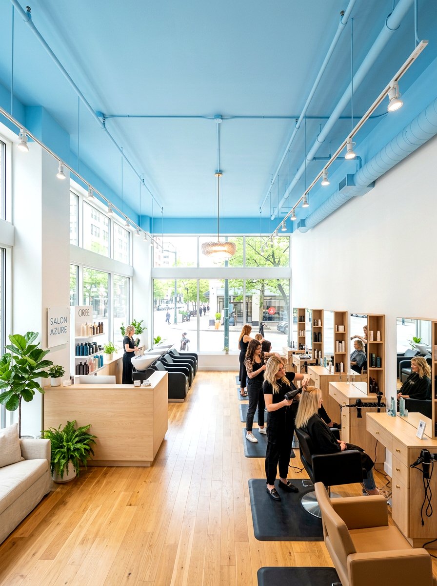 Sky Blue Ceiling - 25 Spring Salon Decor Ideas