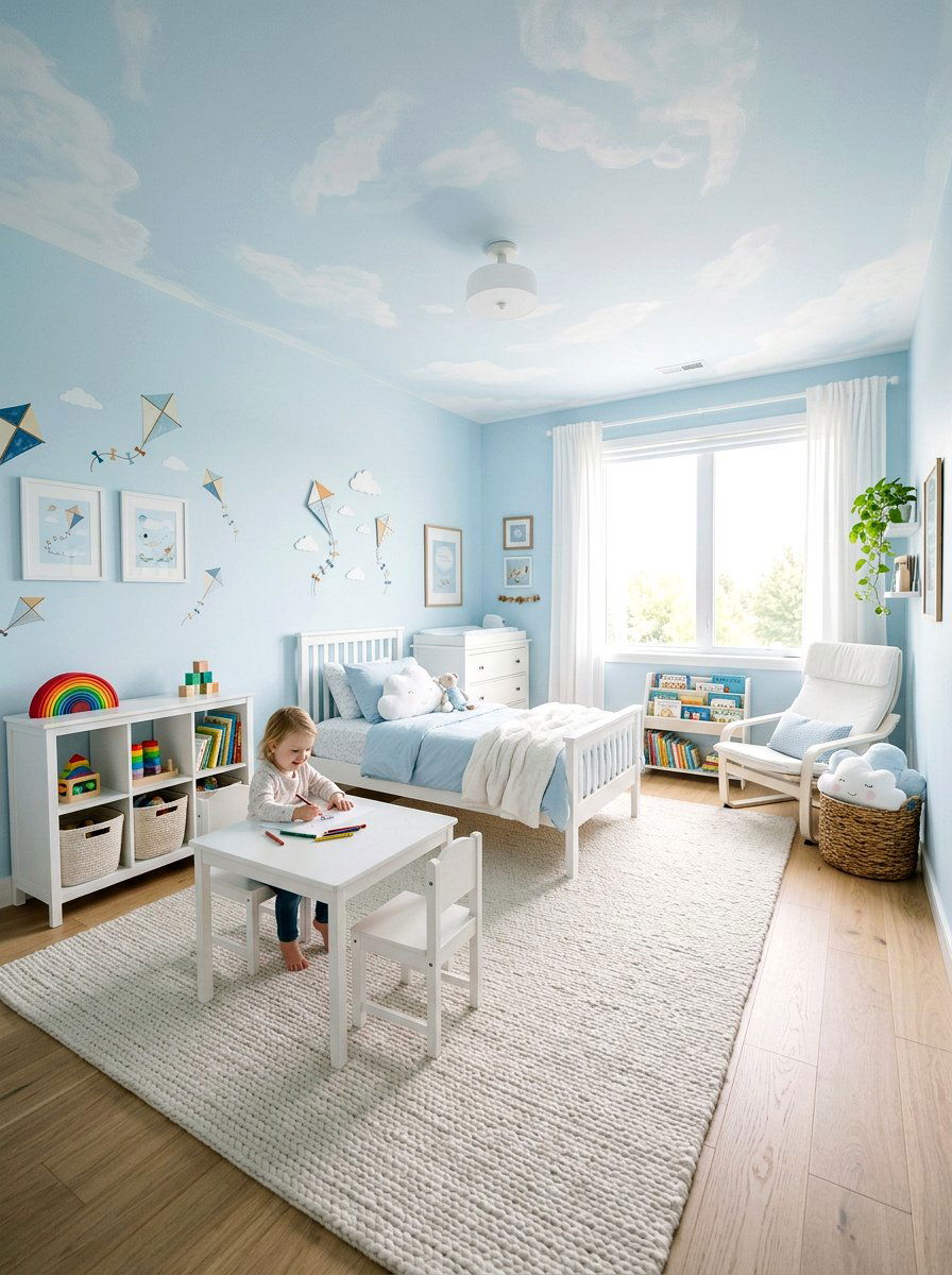 Sky Blue Childrens Sanctuary - 25 Spring Kids Room Decor Ideas